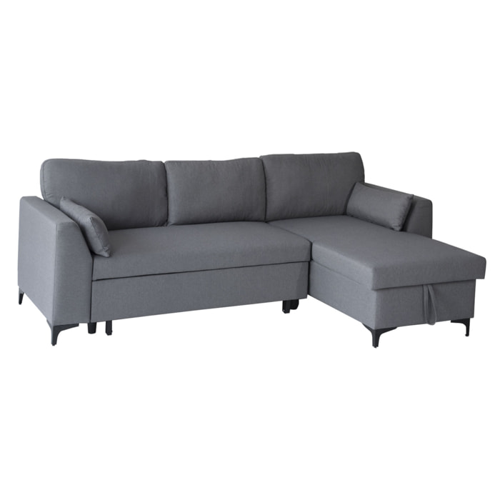 Canapé d'angle convertible LOGAN 3 places gris