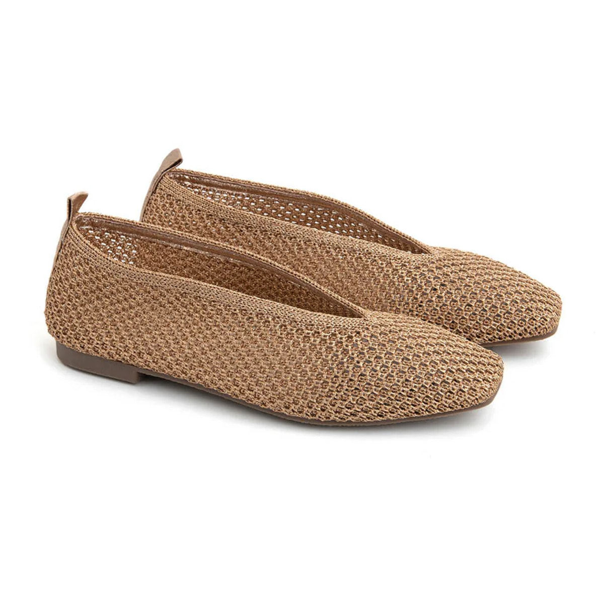 Ballerina square-toe in tessuto intagliato - CHAMPAGNE