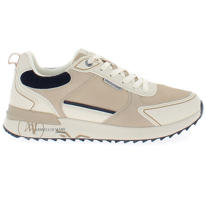 Armata di Mare Scarpe Uomo Sneakers Vintage Running con Soletta Rimovibile in Memory Foam AMU 1N947 Lt Beige