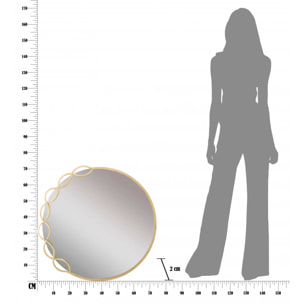 Specchio rotondo, Ferro e Mdf, Colore Oro, Misure: 74 x 2 x 72 cm