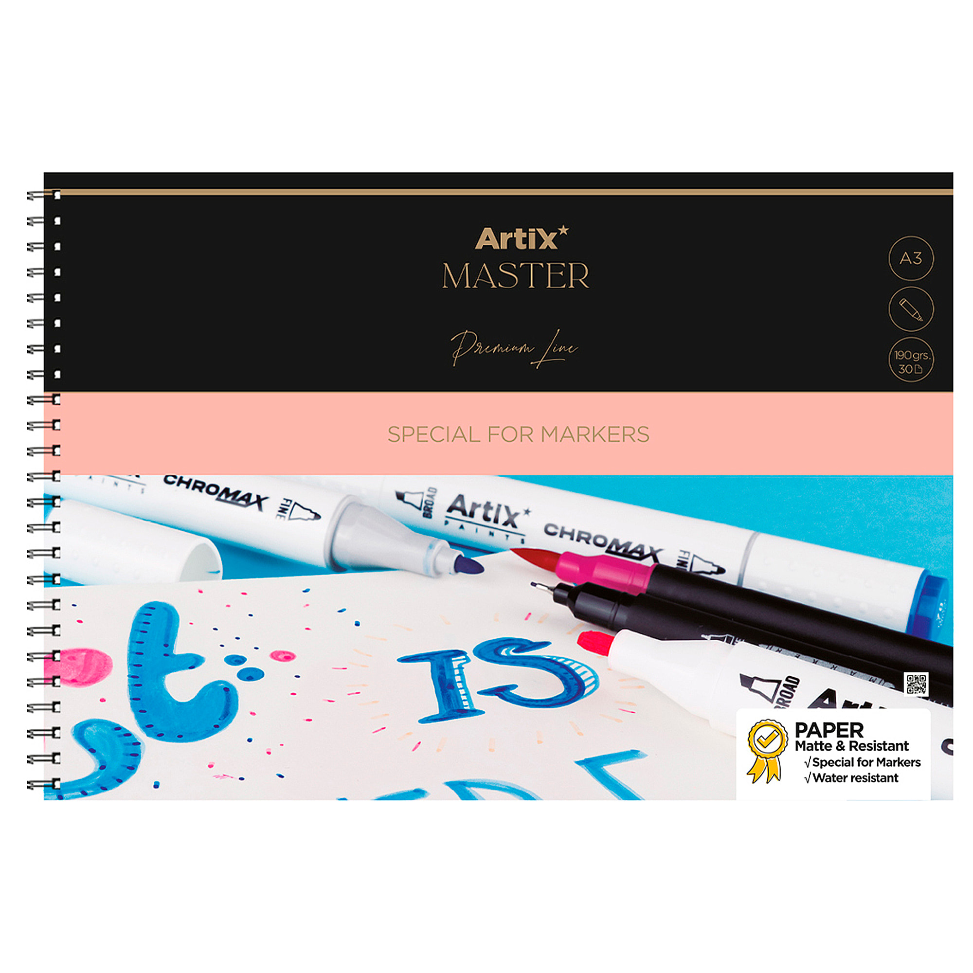 Pack 6 uds BLOC DE MARKER PAPER 30 HOJAS A3 ESPIRAL