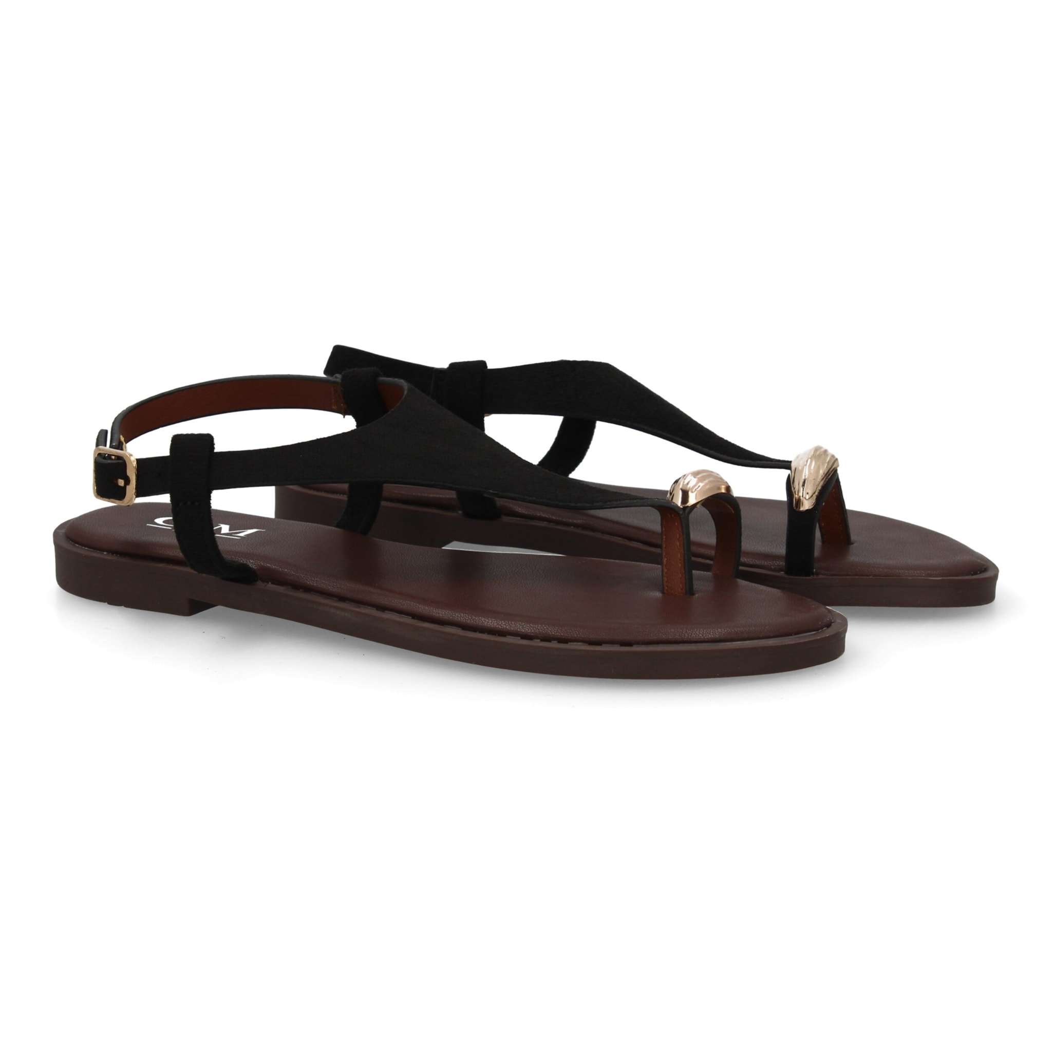 Sandalia plana empeine cubierto mujer