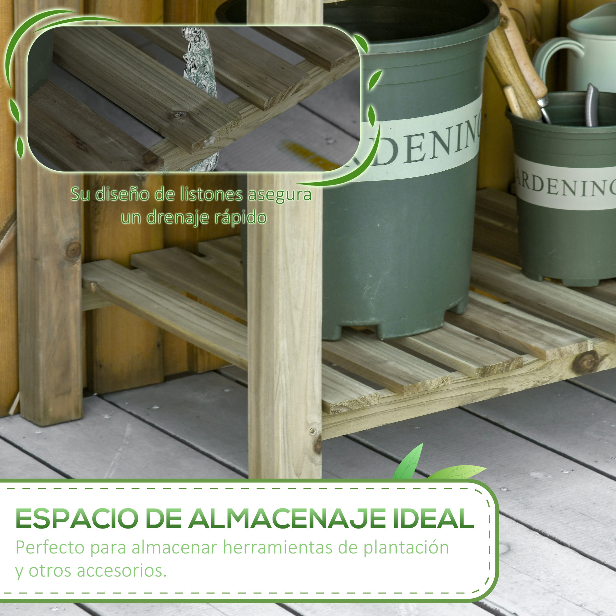 Huerto Urbano de Madera con Estante 91x51x76 cm para Cultivo de Plantas Flores