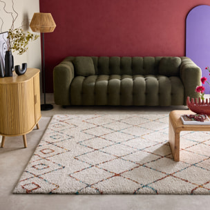 Tapis intérieur shaggy style berbère créme et multicolore BEVERLY