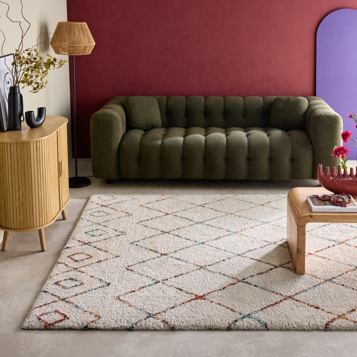 Tapis intérieur shaggy style berbère créme et multicolore BEVERLY