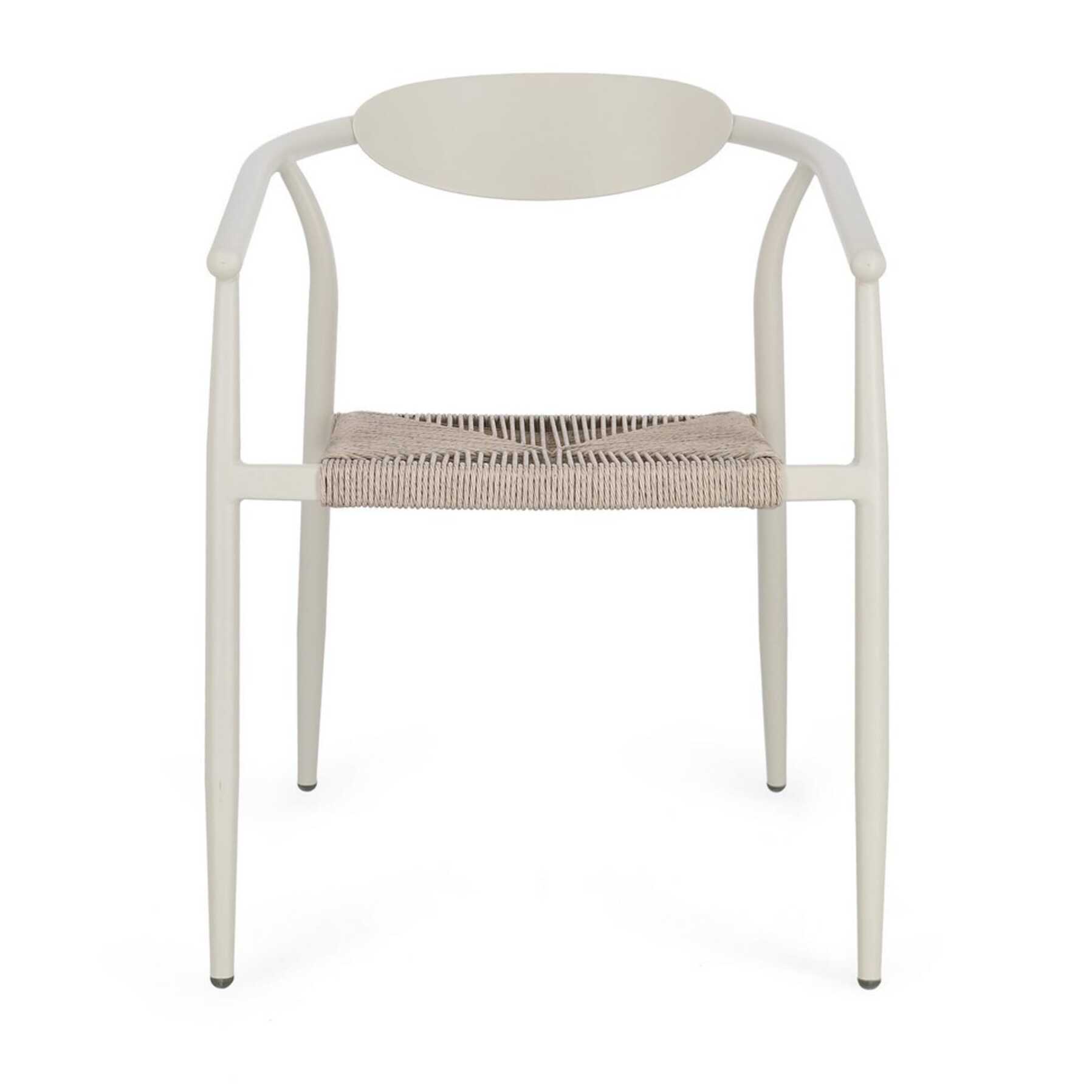 Set di 4 sedie con braccioli MORAIRA in alluminio e fibra sintetica beige, impilabili