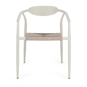 Set di 4 sedie con braccioli MORAIRA in alluminio e fibra sintetica beige, impilabili