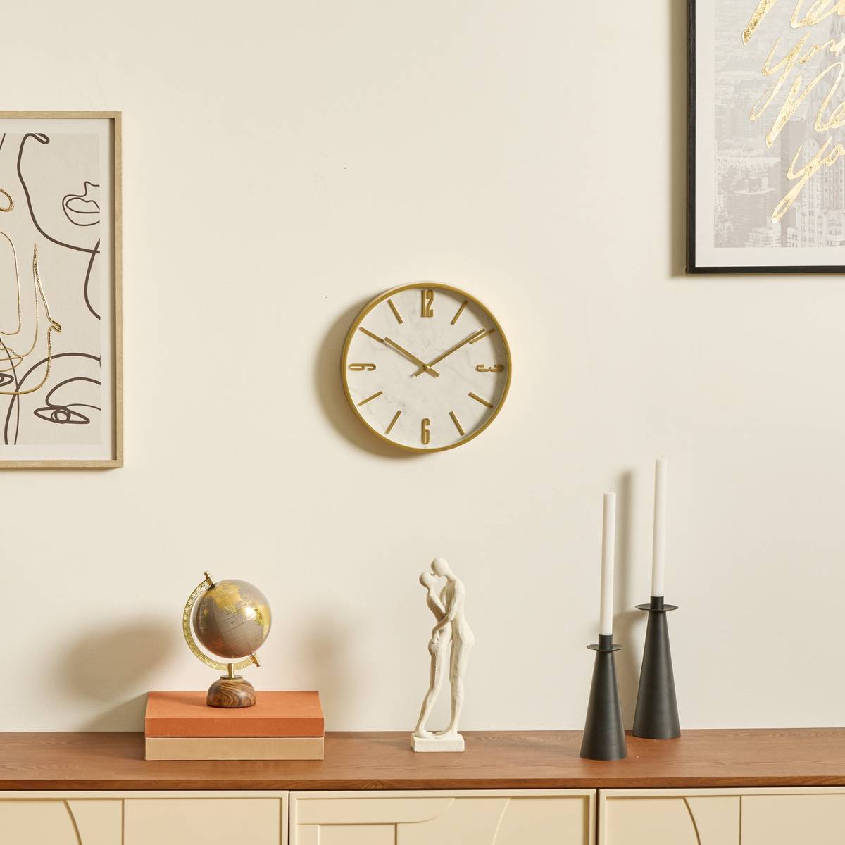 Horloge Nathalie D29cm doré