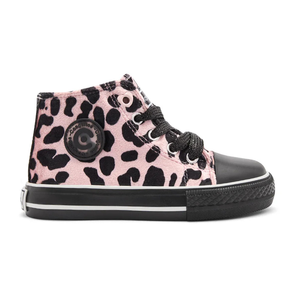 Sneakers alte da bambina con stampa leopardata