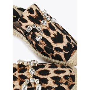 Espadrillas basse stampa animalier dettaglio strass