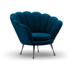 Fauteuil "Kingston" en velours bleu marine