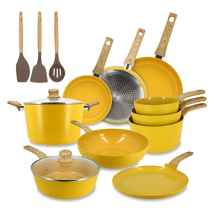 Batterie de cuisine 13 pièces revêtement en céramique safran - tout feux COLORAMA
