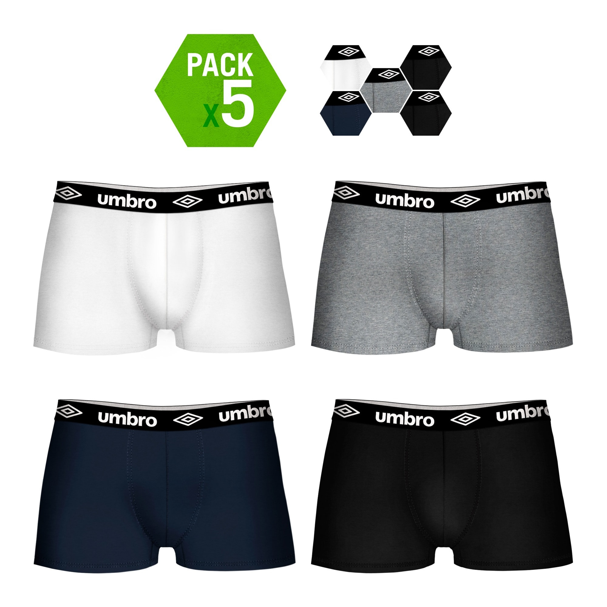 Pack 5 calzoncillos UMBRO en varios colores para hombre