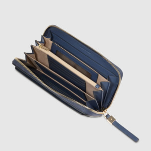 Piquadro Portafogli grande con zip, 4 soffietti, porta monete, porta carte di credito, protezione RFID