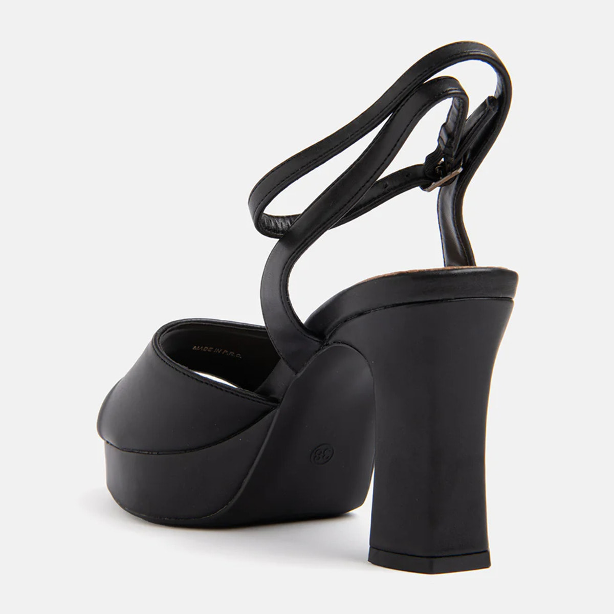 Sandalo con plateau e fascia - NERO