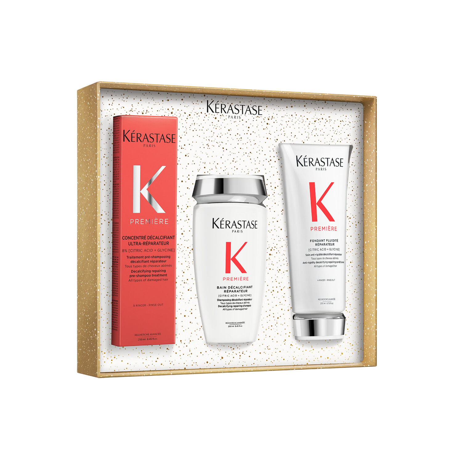 K Premiere - Coffret Pré-Shampoing Concentré Décalcifiant Ultra-Réparateur 250 ml + 2 Produits