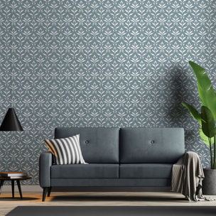 Papier peint intissé pré-encollé - SCANDINAVE BAROQUE FLORAL BLEU GRIS - 1 rouleau