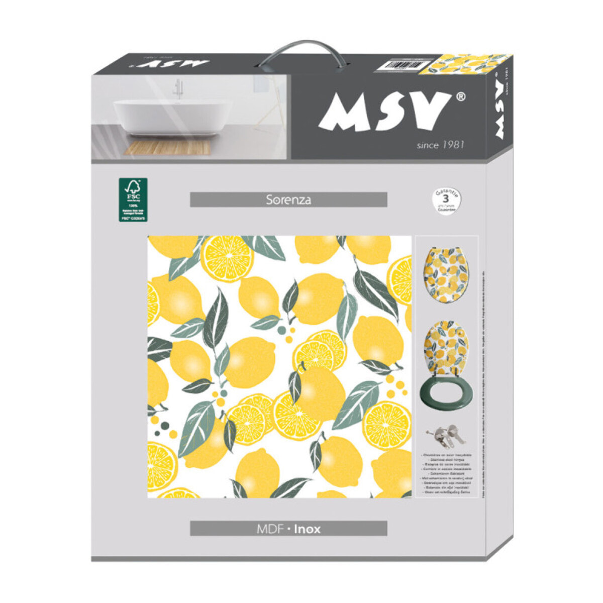 Abattant wc MDF SORENZA - Charnières Inox MSV