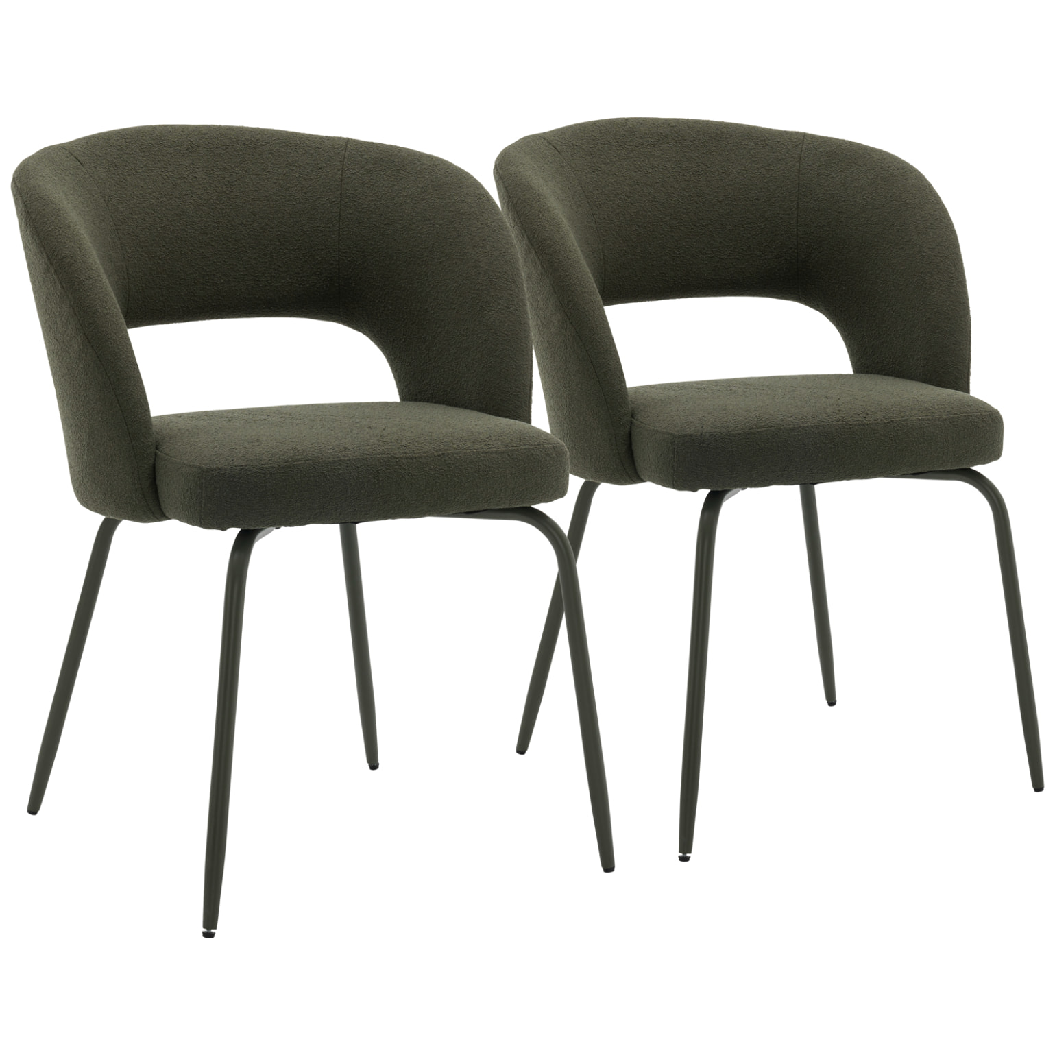Lot de 2 chaises en tissu boucle vert FLAVIA