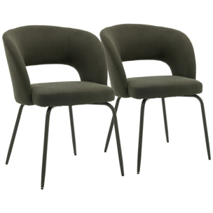 Lot de 2 chaises en tissu boucle vert FLAVIA