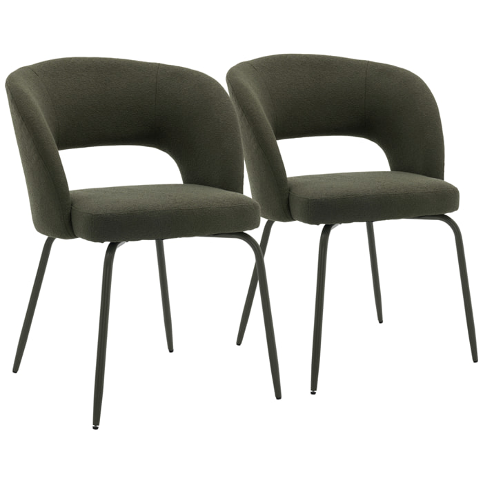 Lot de 2 chaises en tissu boucle vert FLAVIA