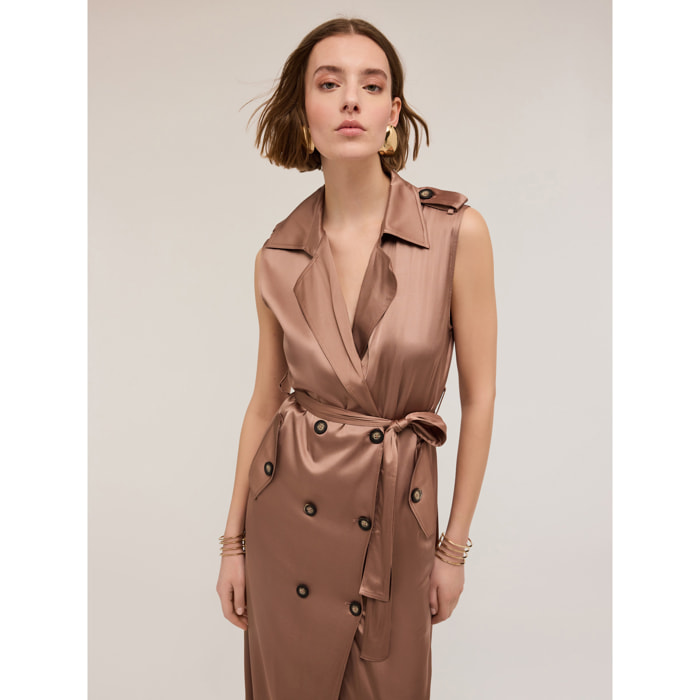 Motivi - Traje cruzado de raso brillante - Marrón