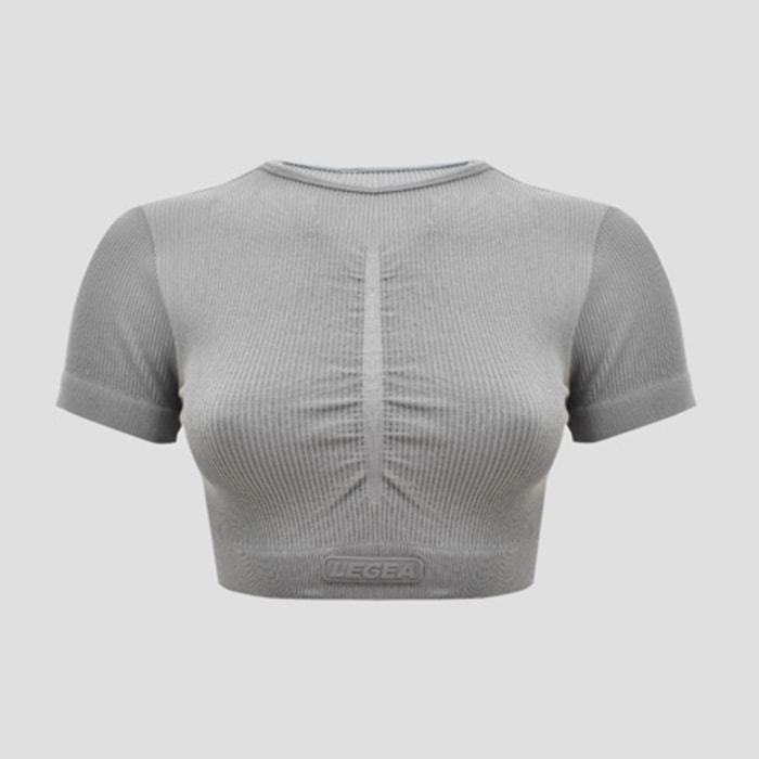 Maglia crop in nylon a maniche corte per yoga o allenamento Way