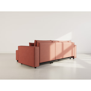 Jonas - canapé d'angle réversible 4 places convertible avec coffre en tissu texturé - Rose
