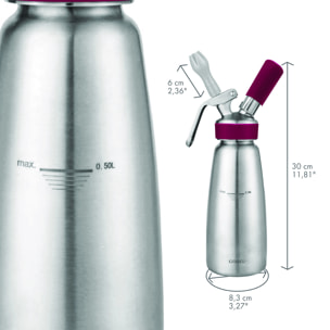 Siphon professionnel inox GOBEL - cuve inox - tête inox - 0.5L