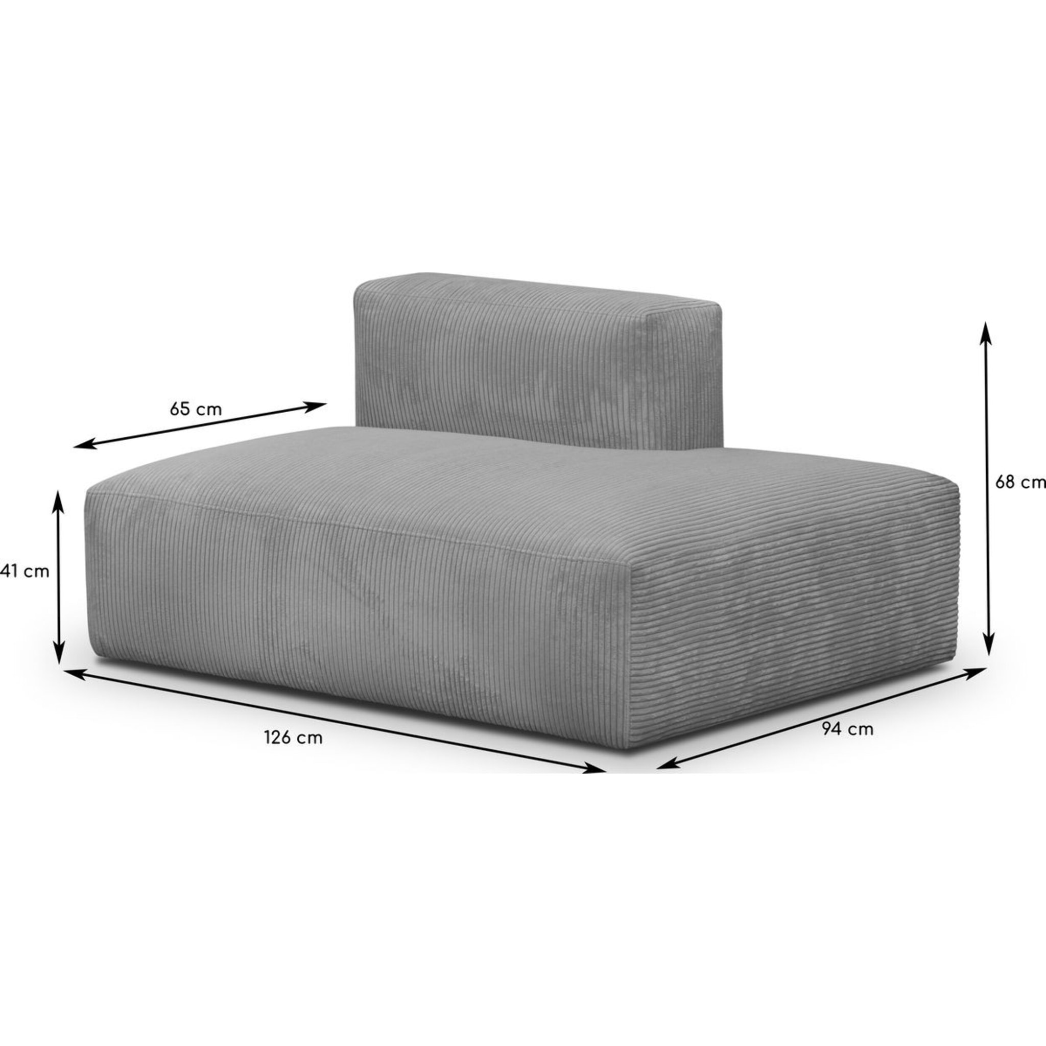 Module d'angle ouvert à droite 2 places en velours côtelé - MODULO
