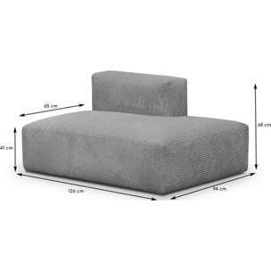 Module d'angle ouvert à droite 2 places en velours côtelé - MODULO