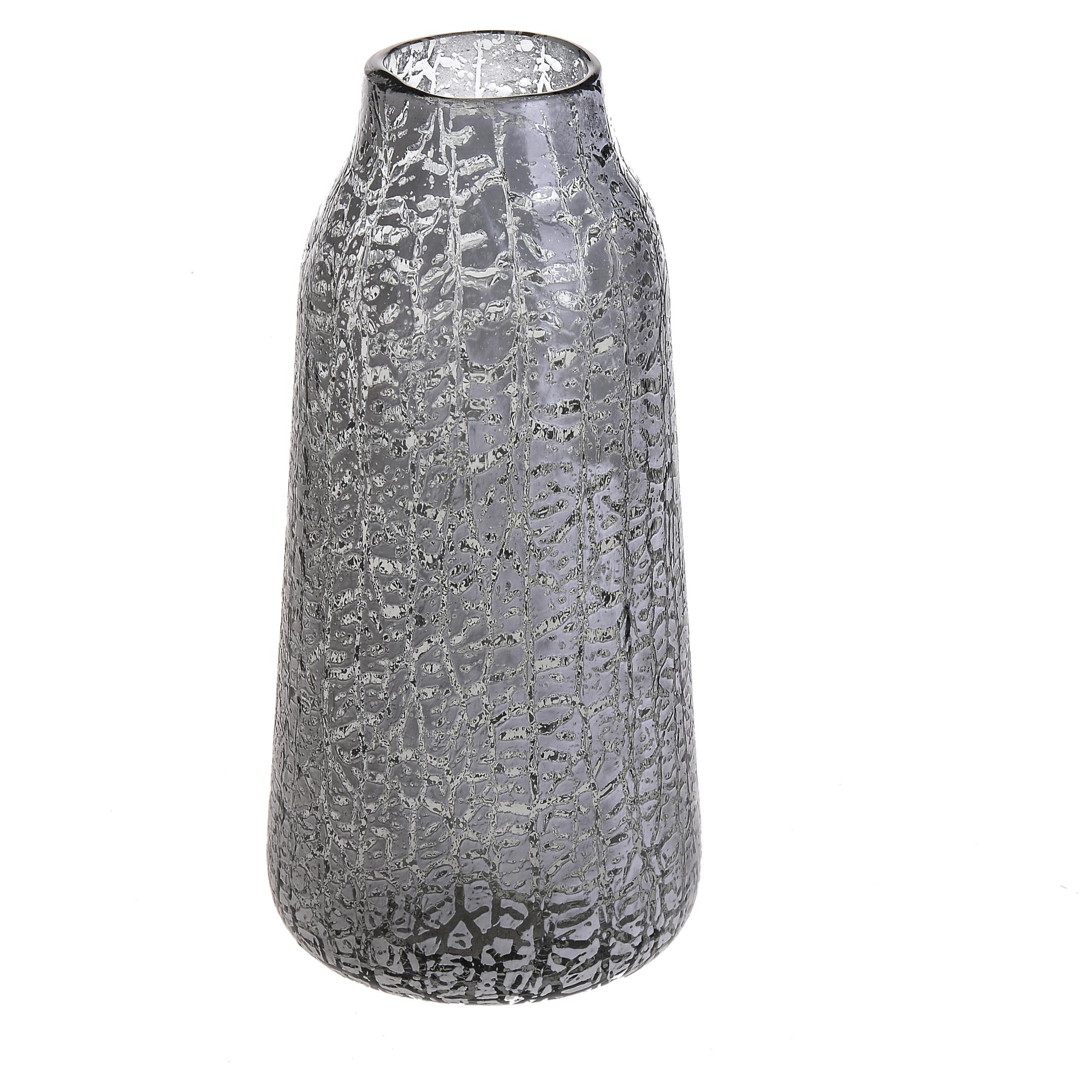 Vaso Vetro Quadretto. Altezza 34,5 Cm - Pezzi 1 - 16X34,5X16cm - Colore: Argentato - Bianchi Dino - Vasi E Cont. Vetro, Alzate