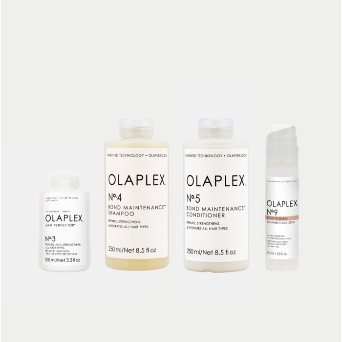 OLAPLEX Kit N°3 Hair Perfector + N°4 Bond Maintenance Shampoo + N°5 Bond Maintenance Conditioner + N°9 Bond Protector Nourishing Hair Serum