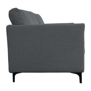 Canapé 3 pl OUESSANT 180 cm fixe tissu Anthracite - 100% déhoussable - Fab. France