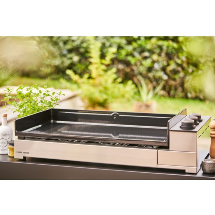 Plancha gaz FORGE ADOUR Premium 75 Inox 3 brûleurs à poser 75.5x41 cm