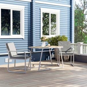 Salon de jardin design relax 2 personnes 3 pièces avec coussins déhoussables gris