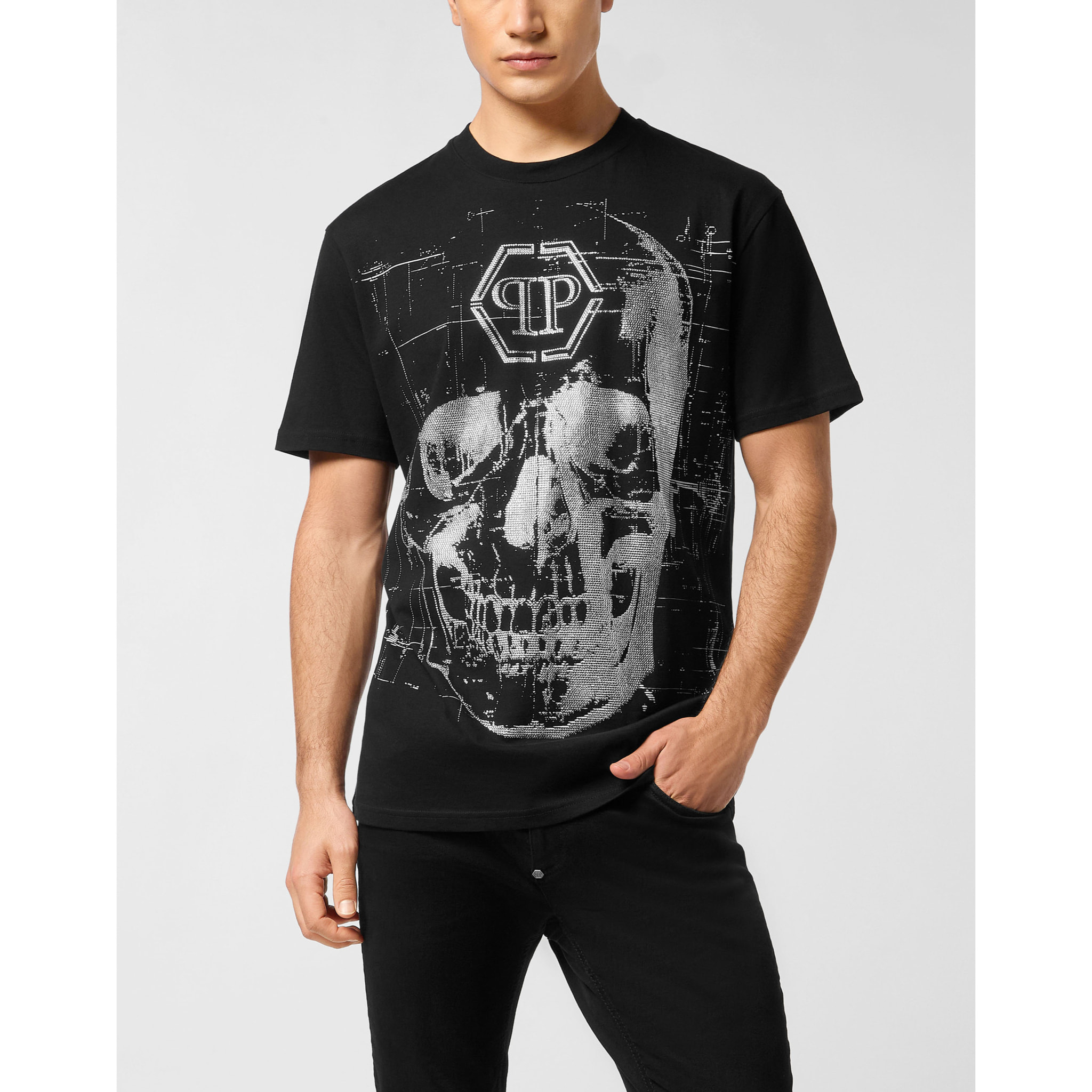 PHILIPP PLEIN Camiseta de cuello redondo y manga corta SKULL