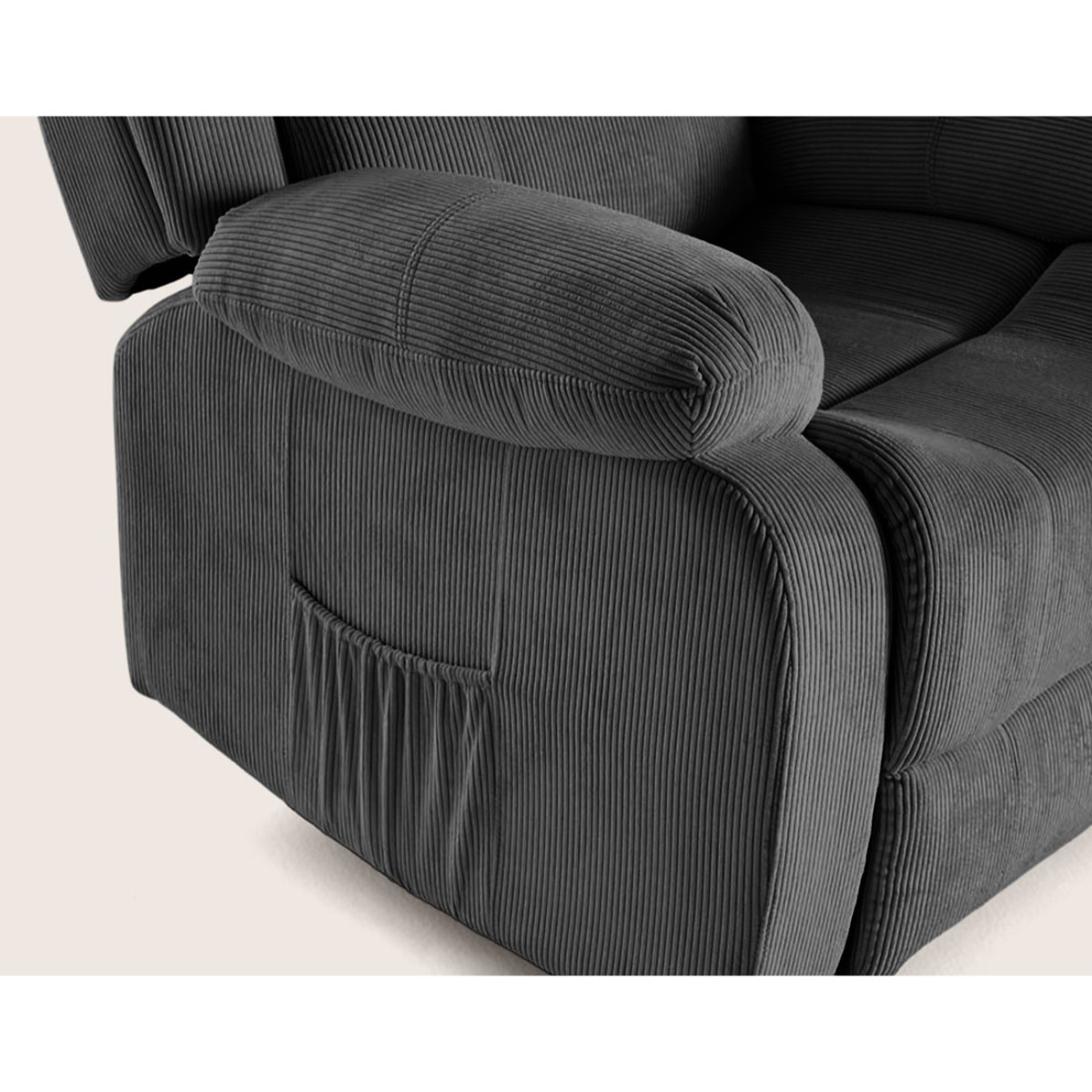 Armand - fauteuil relax électrique en velours côtelé - Gris