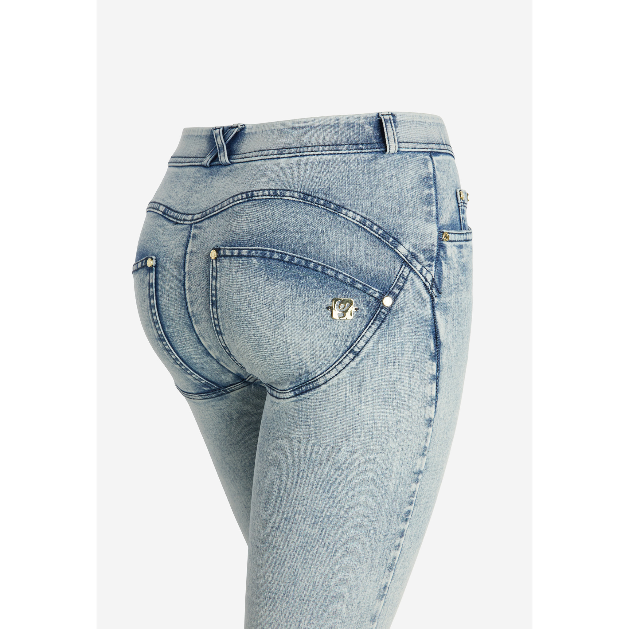 Jeans push up WR.UP® straight risvolto sul fondo a contrasto