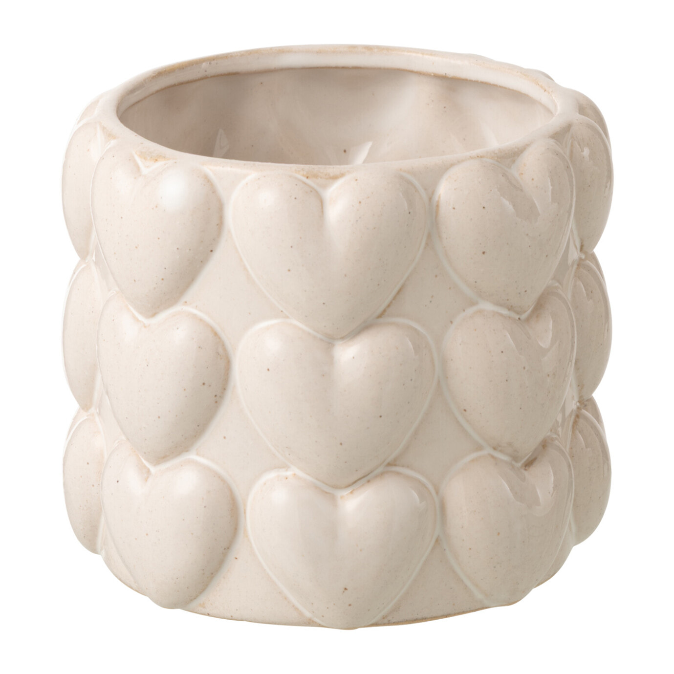 J-Line Cache-Pot Coeurs - grès - écru - large
