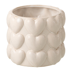 J-Line Cache-Pot Coeurs - grès - écru - large