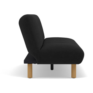 Soan - Banquette 2 places convertible clic-clac en velours texturé - Noir