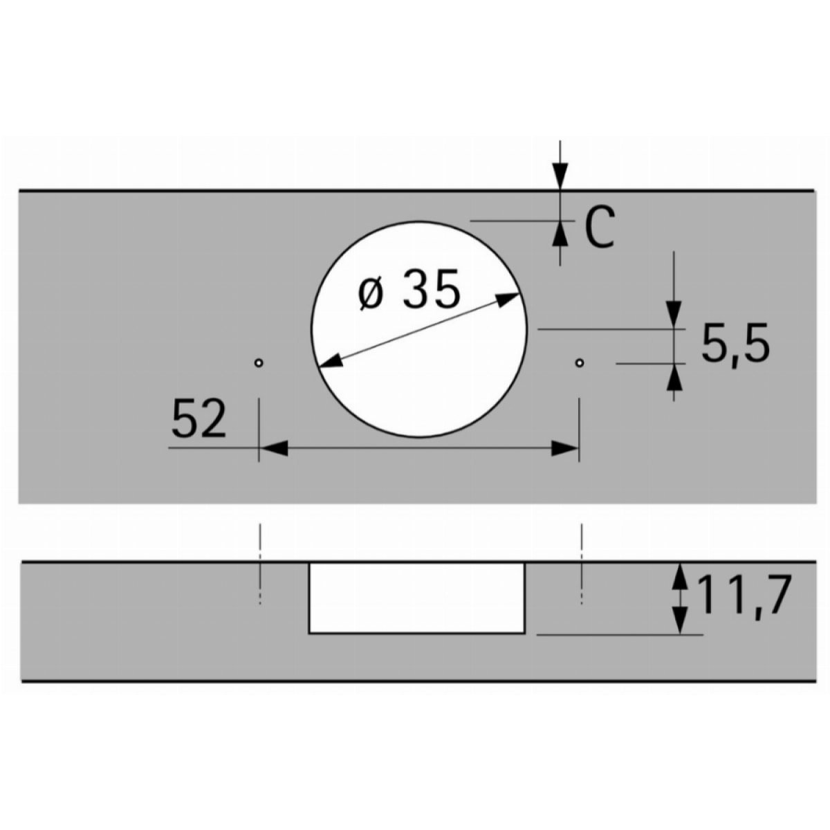 Charnière HETTICH Intermat 9943 - Base 12,5 mm - TH 42 - À visser - 48049
