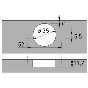 Charnière HETTICH Intermat 9943 - Base 12,5 mm - TH 42 - À visser - 48049