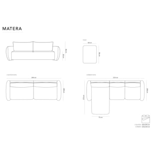 Canapé d'angle gauche convertible avec coffre de rangement "Matera" 4 places en chenille beige