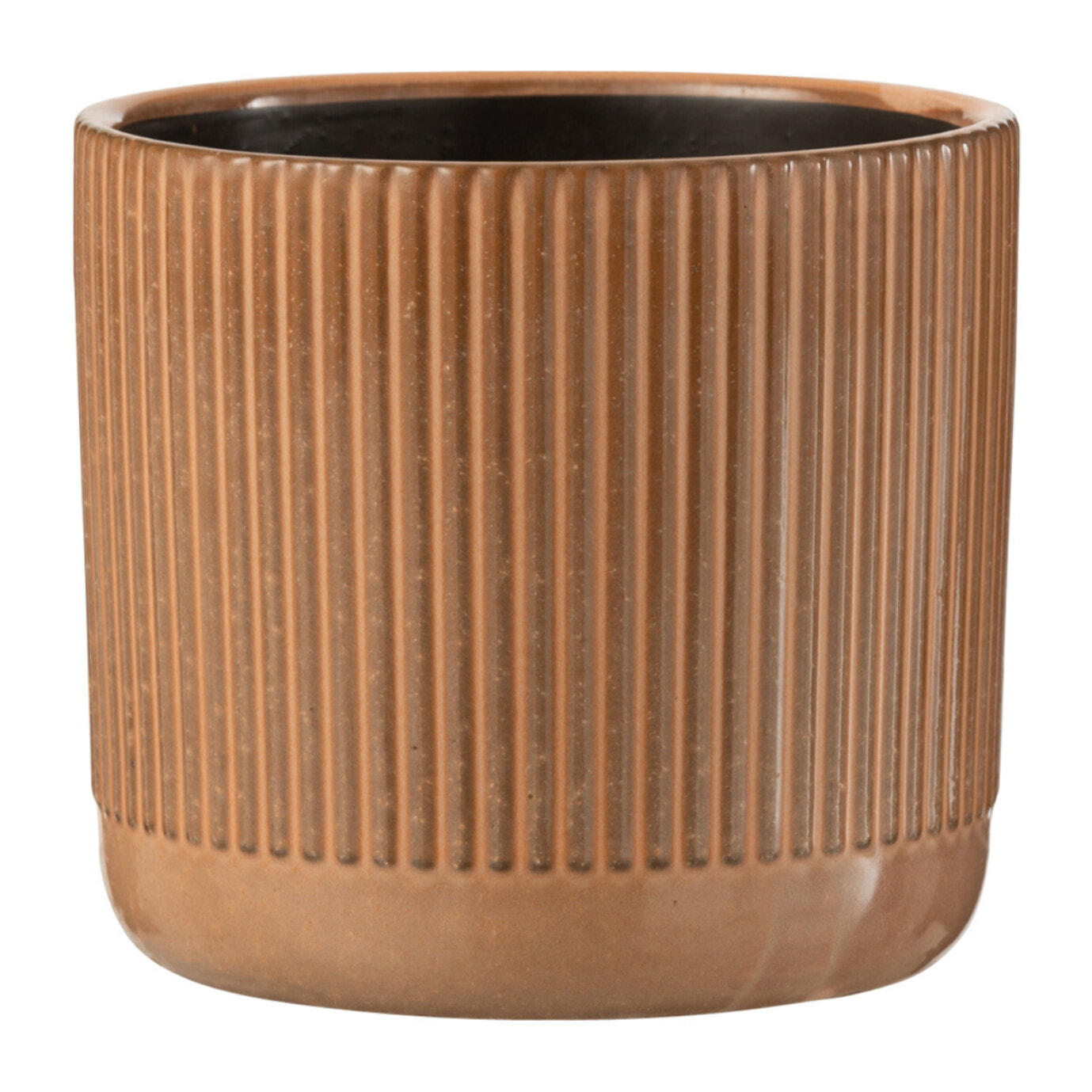 J-Line Cachepot Lignes Ceramique Orange/Beige Medium