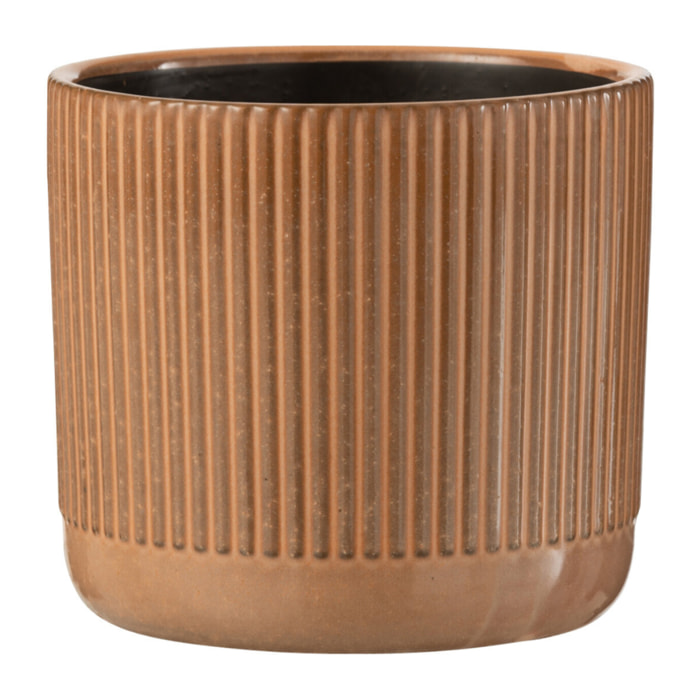 J-Line cache-pot Lignes - céramique - orange/beige - medium - 2 pièces - Ø 14 cm