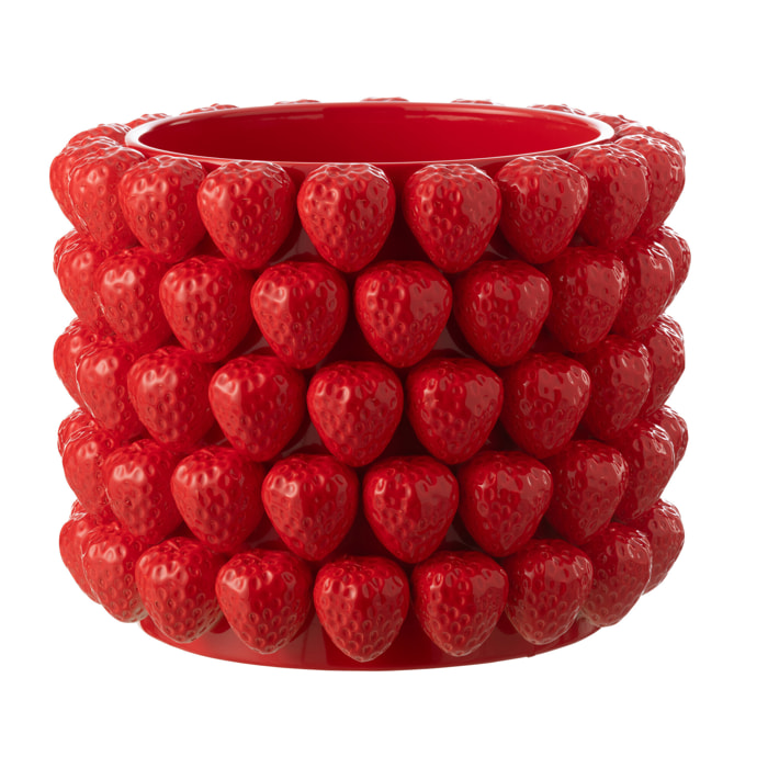 J-Line cache-pot Fraises - céramique - rouge - extra large -  Ø 36.5 cm