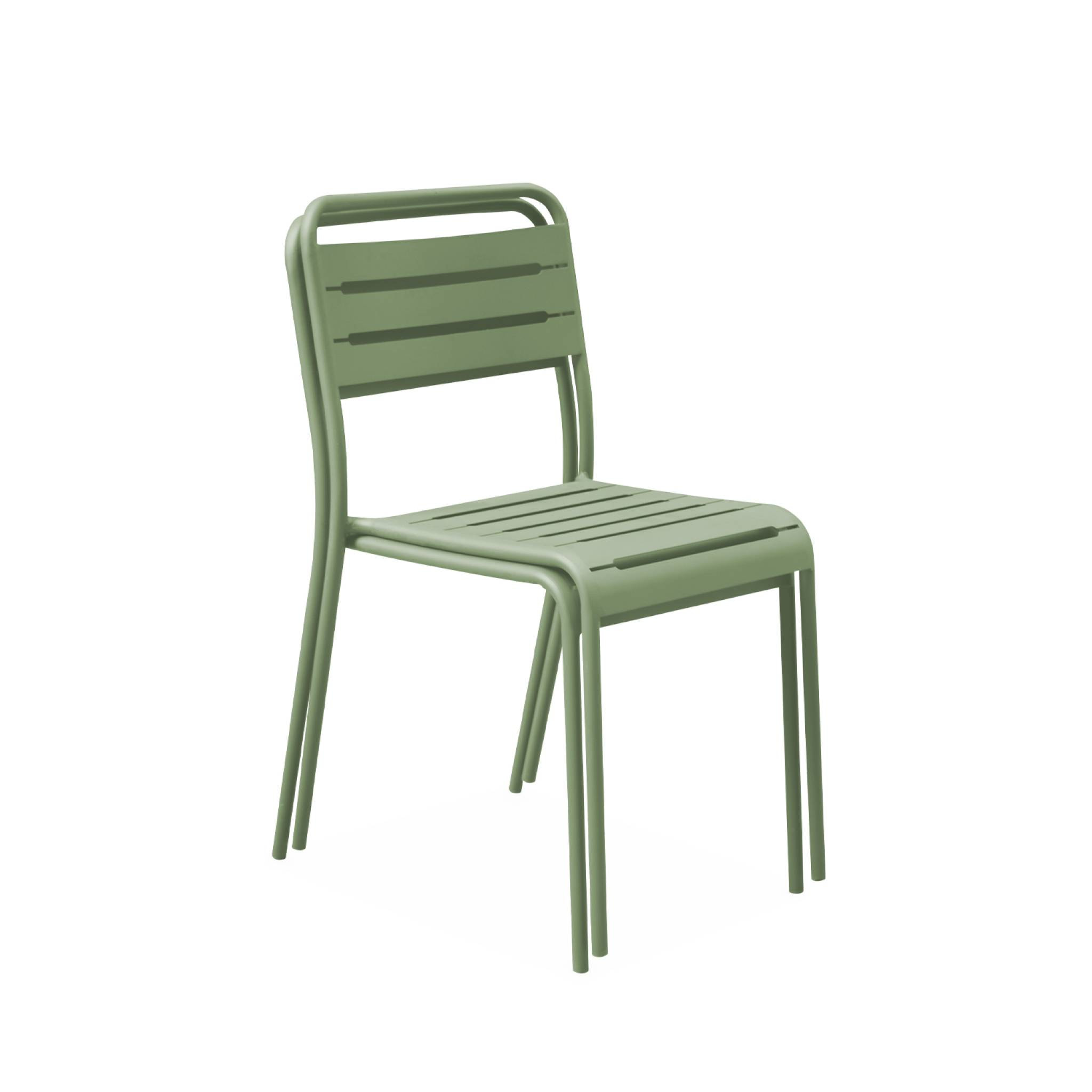 Lot de 2 chaises de jardin acier. 2 places. vert. Amelia. L44 x P52 x H79cm