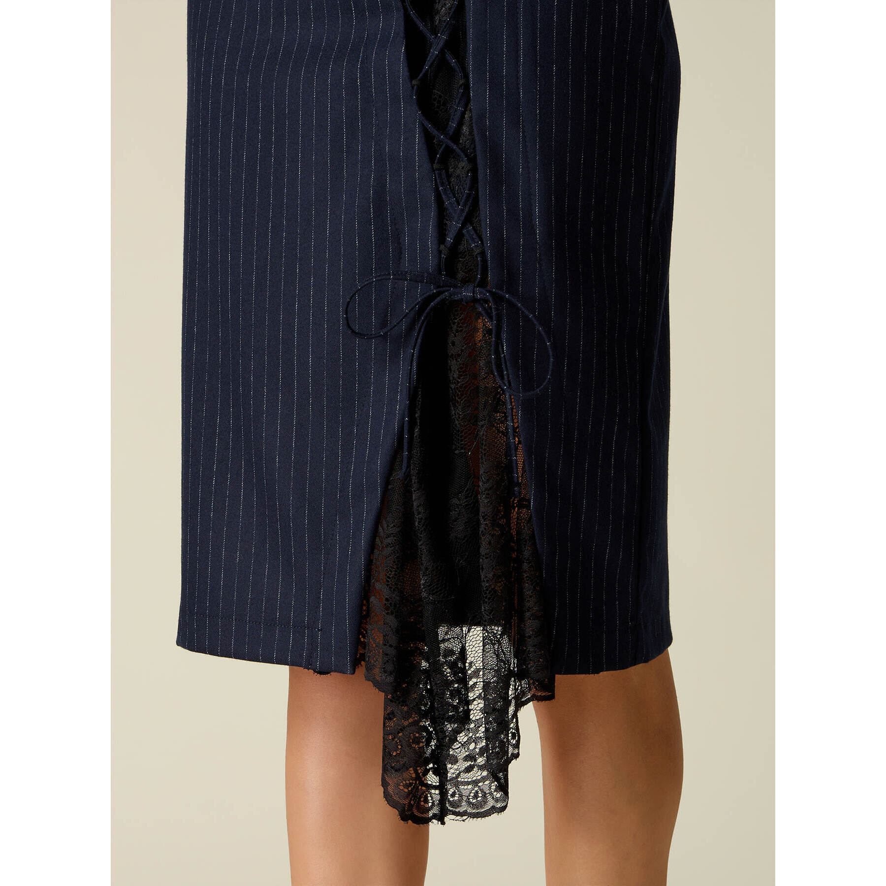 Oltre - Gonna tubino con inserto in pizzo - Blu